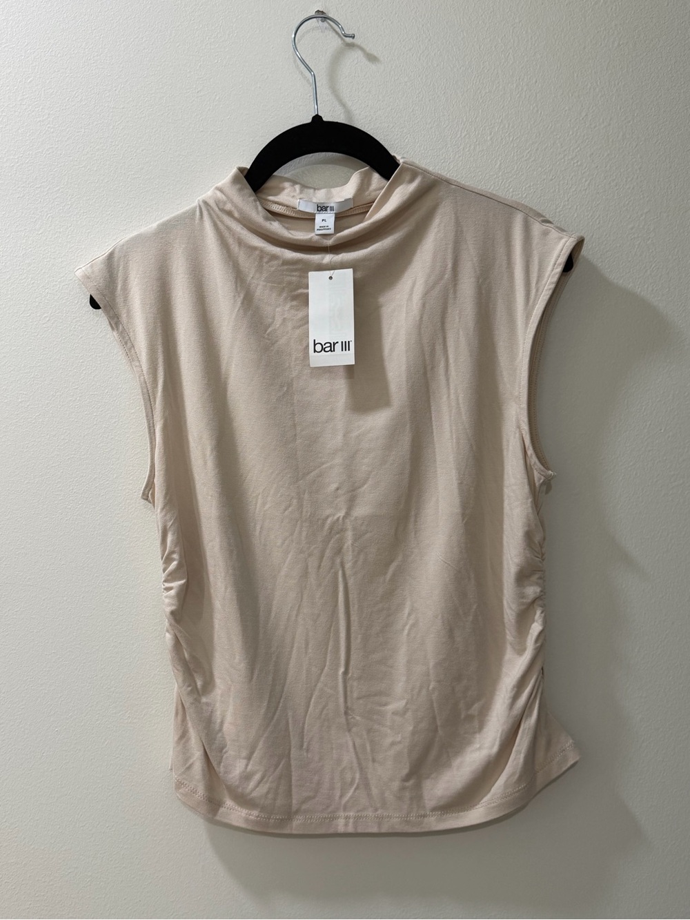 NWT Bar III Minimalist Side Ruched Mock Neck Top